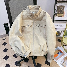 短款痞帅廓形皮衣外套男装宽松立领机车风PU皮夹克2818P78，男装皮衣，星座410-2