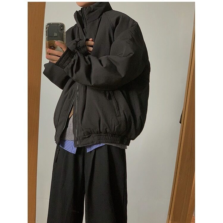 潮牌气质拉链美式复古保暖棉衣连帽原宿日系百搭青少年慵懒潮,男装夹克,星座506A