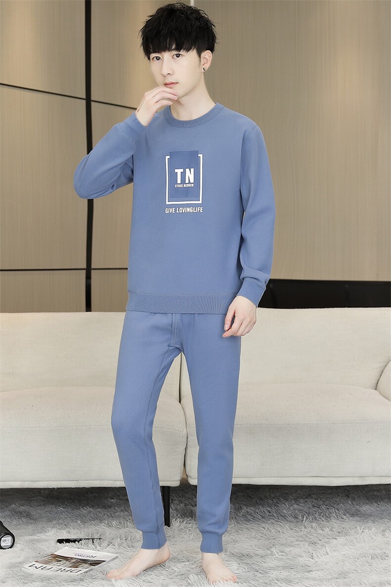 秋冬保暖内衣男士秋衣秋裤加绒加厚青少年学生套装TZ3136-P67,男装休闲套装,星座310B-3