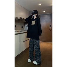 自家图现货纯棉情侣宽松圆领刺绣风卫衣T恤男女WY18-特P35控58，男装T恤，星座205-5