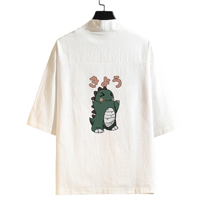 HF59037-P40风汉服男开衫外套七分袖道袍 砖墙挂拍图片