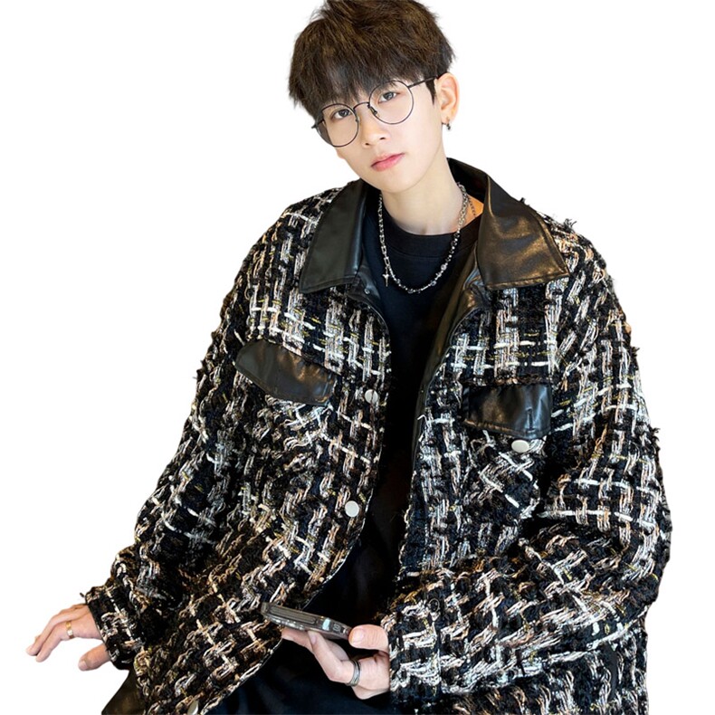 ！抖音直播小香风拼接夹克衫外套CP27-P100,男装夹克,电商B371