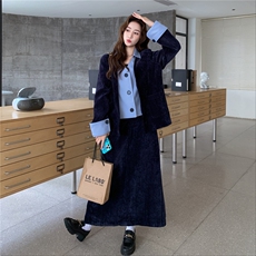 高级感轻熟风西装套装女2025秋季新款气质假两件西服半身裙两件套，女装套装/套裙，2C053