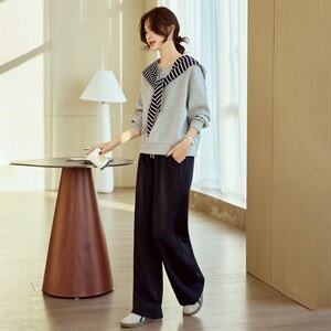 时尚休闲披肩卫衣两件套装女26春装新款圆领套头卫衣休闲直筒卫裤，女装卫衣/绒衫，梦懿尔