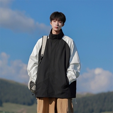 港风拼接上衣夹克宽松落肩立领冲锋衣外套JK864P65，男装夹克，星座1204-3