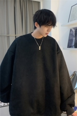 INS潮流秋季新款麂皮绒宽松落肩休闲卫衣JK23310-特批30控48，男装卫衣，星座605(原A050)