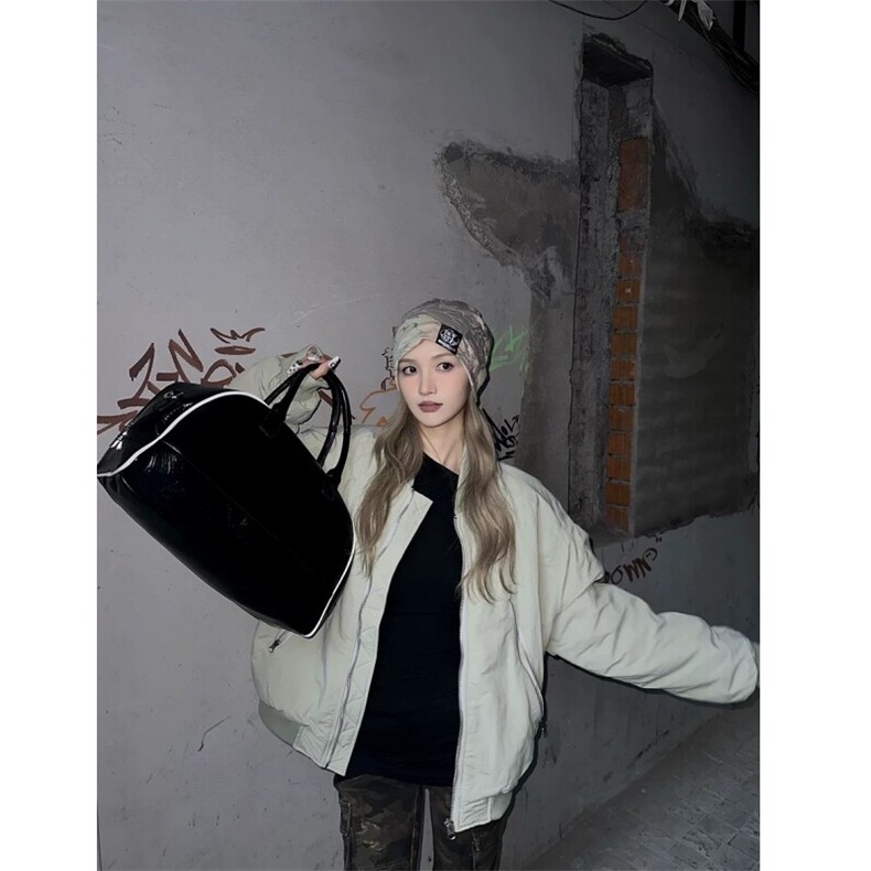 （现货）豆绿色大拉链口袋男女棉服立领棉衣，男装棉衣，星座807