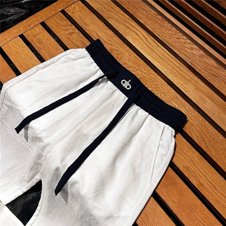 轻奢刺绣拼接设计师款老钱风垂感棉麻裤子男士夏直筒裤MKK16P40,男装休闲裤,星座1013-5