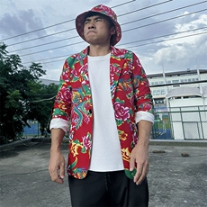 XZ01秋文艺男大码宽松西服东北大花潮牌开衫男女风民族特色，男装西服，星座115A(原星座507）