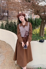 23年新款两件套格子连衣裙，女装连衣裙，菡迪欧娜