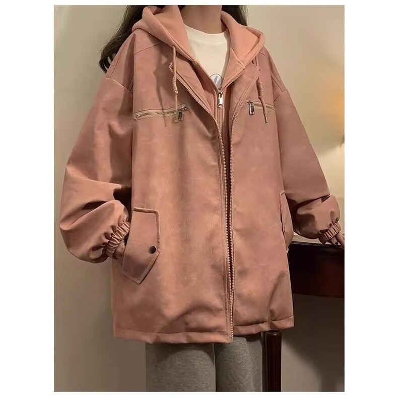 情侣外套男秋冬款2025新款痞帅风高级感小众夹克棉服男款美式皮衣,男装皮衣,星座506A