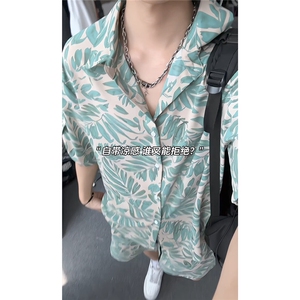 短袖衬衫男+短裤男套装男100%聚酯纤维M-5XL大码TZ78707P50控98图片
