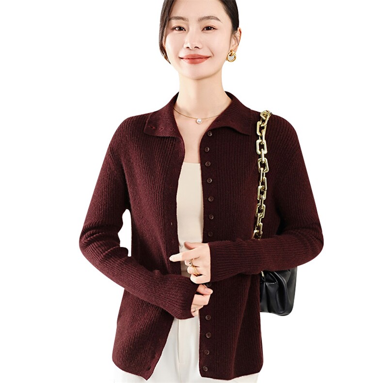 35%羊绒衫秋冬季新款舒适时尚百搭女式宽松长袖羊绒开衫,女装羊绒衫,琳尚羊绒