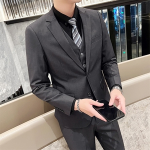 西服套装男西装男士商务休闲职业装修身新郎伴郎结婚三件套礼服潮图片