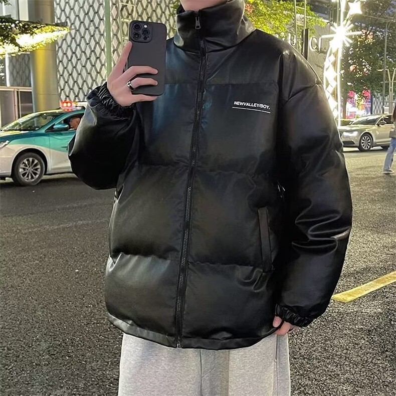 新款男款外套冬季韩版港风情侣pu皮衣立领潮牌加厚棉服PY79,男装皮衣,星座1116A-1（原606A）