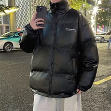 新款男款外套冬季韩版港风情侣pu皮衣立领潮牌加厚棉服PY79，男装皮衣，星座1116A-1（原606A）