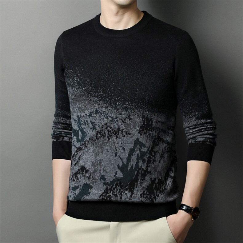 冬季新款中年男士圆领针织衫毛衣厚款保暖长袖羊毛衫休闲男装上衣,男装针织衫/毛衣,电商B212（原钱塘6029）
