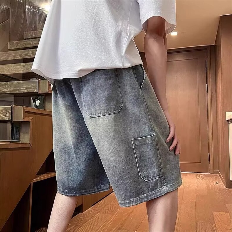 夏季薄款牛仔短裤男宽松休闲五分裤高街复古水洗ZA2073-P35,男装牛仔裤,星座208-5
