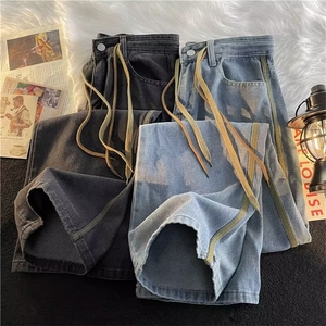 阔腿牛仔裤男直筒美式oversize裤子高街垂感拖地休闲裤N3114-P45图片