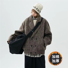 现货翻领简约CIEANFIT复古潮流加棉宽松中性外套N60-P125控178，女装短外套，电商A170
