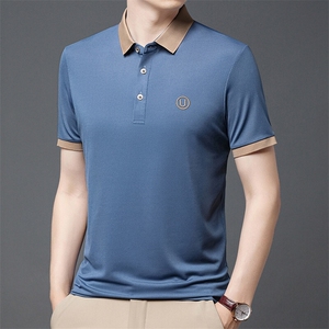 新款韩版短袖T恤男翻领休闲男装品端舒适简约polo衫上衣图片