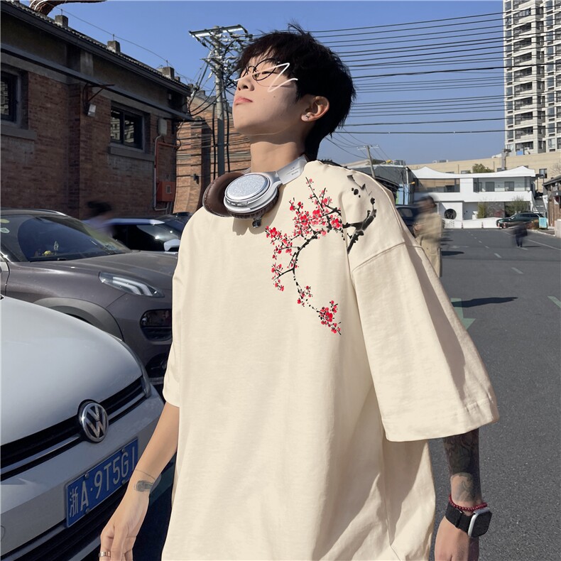 抖音品质直播得物风新中式印花短袖T恤dcm295-特批20控38,男装T恤,星座605(原A050)