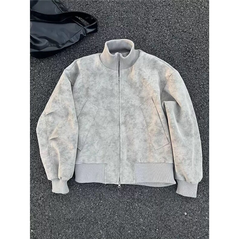 立领防寒PU皮衣外套双拉链棒球服美式cleanfit飞行员夹克JKK785,男装夹克,星座516A