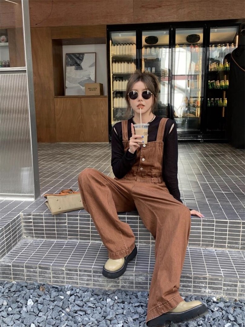 彩色牛仔背带裤，其它，肆尔