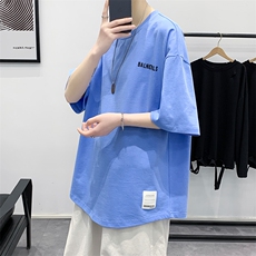 夏款新款青少年简约印花半袖男女港风圆领短袖T恤1566-P38控价58，男装T恤，电商A441-1