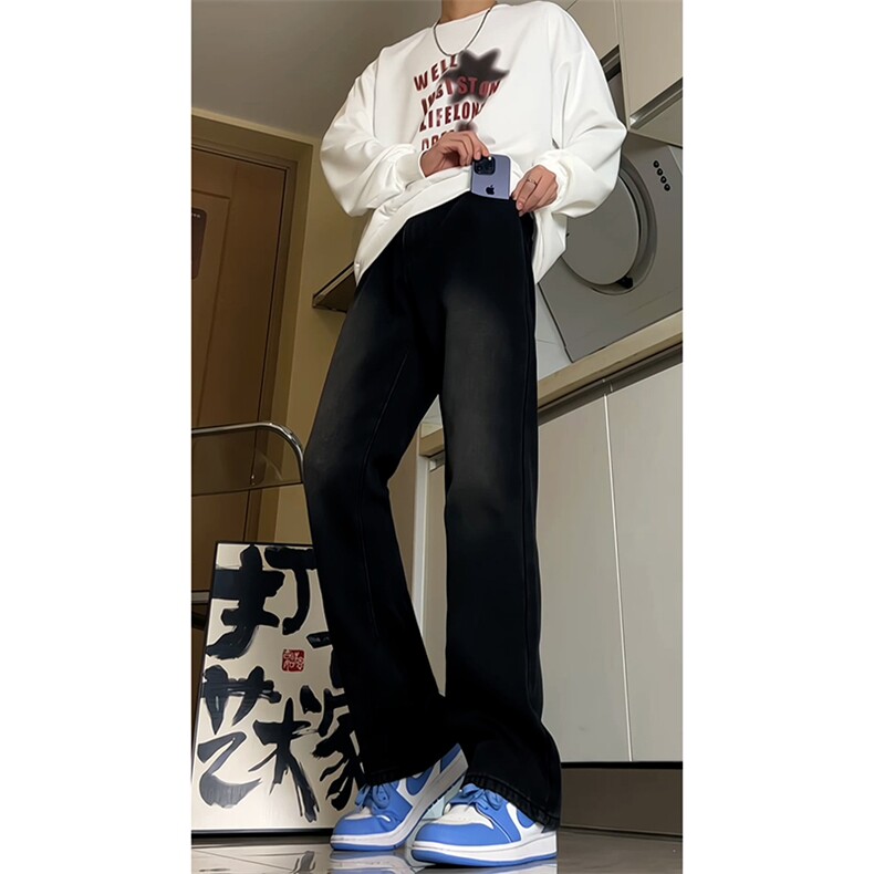 B221美式ins高街小众百搭纯色微喇牛仔裤LK22087-P55控78,男装牛仔裤,电商B221