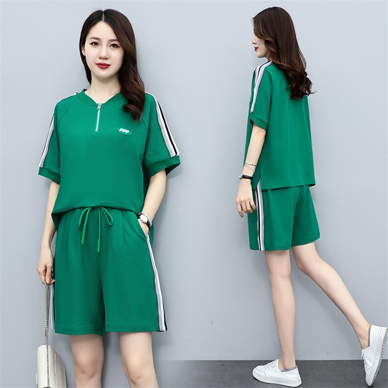 时尚短袖短裤女夏2024新款韩版宽松显瘦休闲运动服跑步,女装运动套装,凯瑟曼