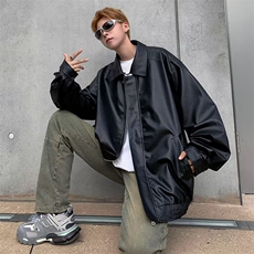秋季美式复古机车pu皮衣男宽松时尚潮流夹克休闲翻领外套JK911，男装夹克，星座1116A-1（原606A）