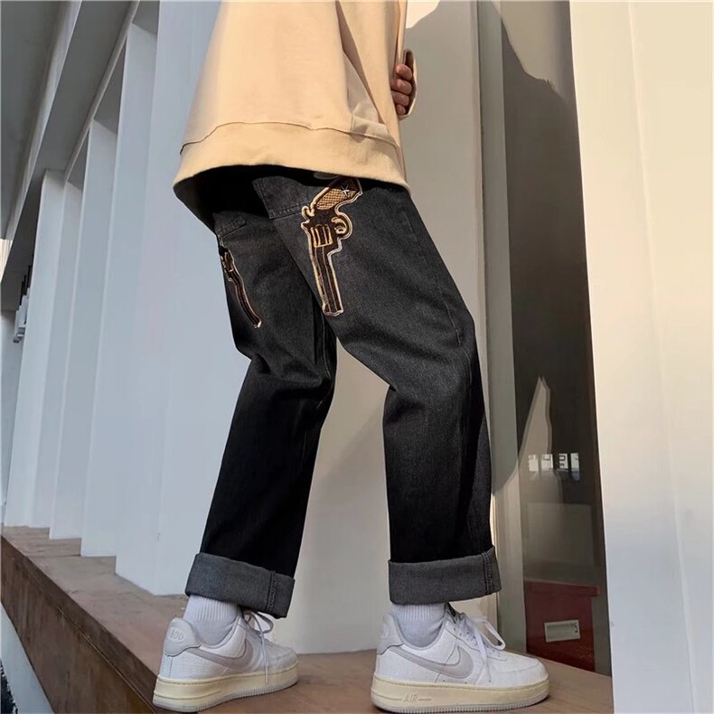 直脚简约潮流潮慵懒拉链长裤青春流行牛仔裤N806P45,男装牛仔裤,星座1116-2