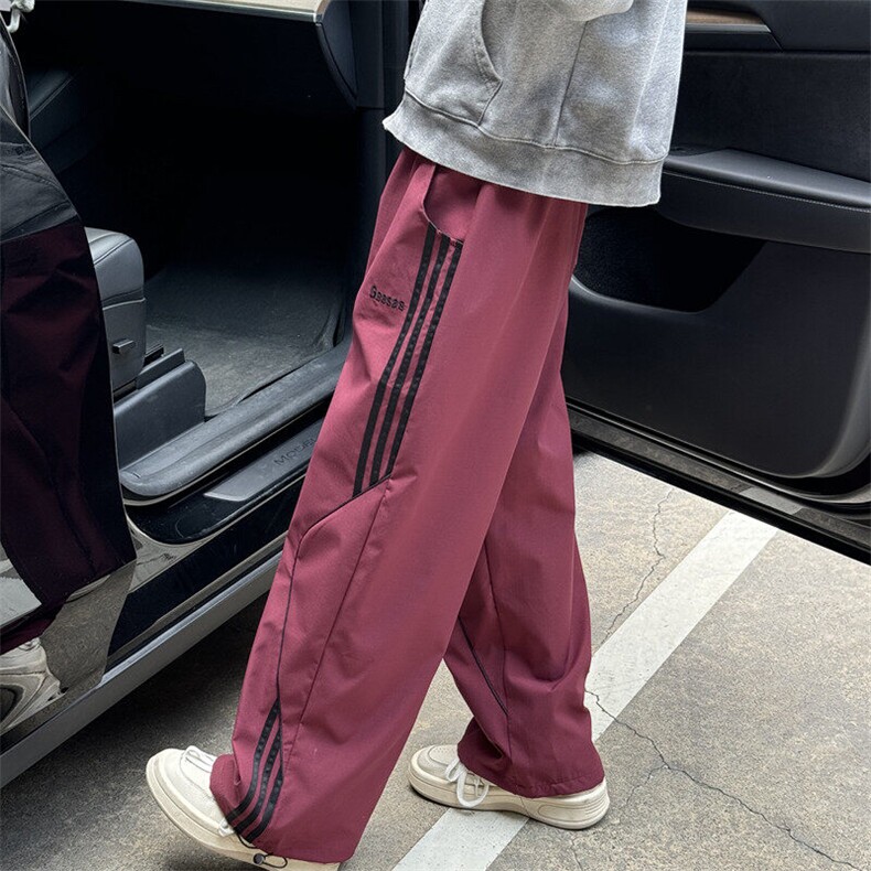611-3BK25P55美式1复古条纹运动裤直筒男女红色裤子工装裤,男装休闲裤,星座1218（原611-3）