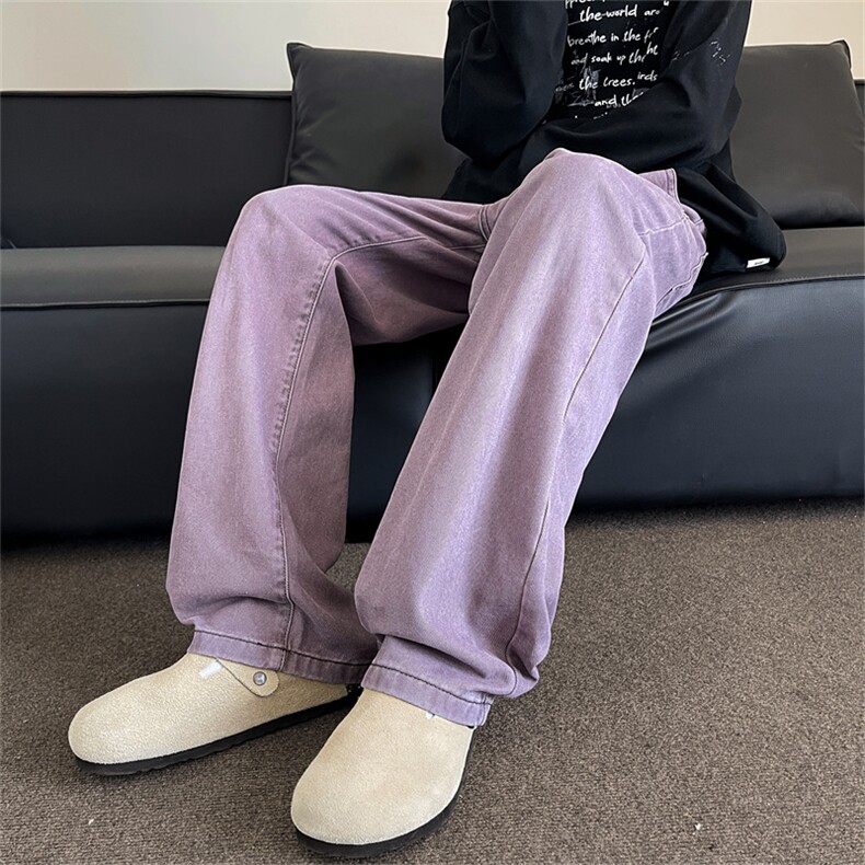 2024年新款港风美式日系复古纯色直筒休闲牛仔裤男长裤ZK3676-P48,男装牛仔裤,星座313A(原308A-2)