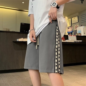 夏季韩版潮流条纹休闲裤男ins潮牌高街宽松运动五分裤 K6070-P22图片