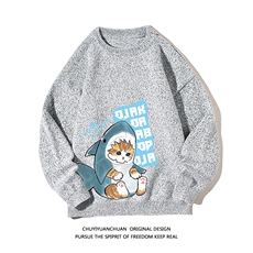 加厚加绒毛衣男大码毛线衣男针织衫M19217-P45加绒款-P65白底，男装针织衫/毛衣，电商A040A