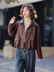 港风pu皮衣外套女短款2025春季新款小个子高级感欧货休闲夹克上衣图片