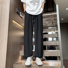 冰丝休闲裤女夏季薄款宽松直筒垂感高腰阔腿长裤包边K2839，男装休闲裤，星座1116A-1（原606A）