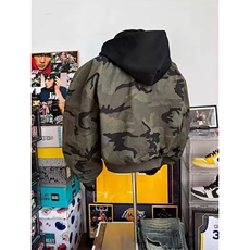 W10947-P108网图现货美式假两件连帽迷彩外套工装棒球服棉衣潮，男装棉衣，星座1608