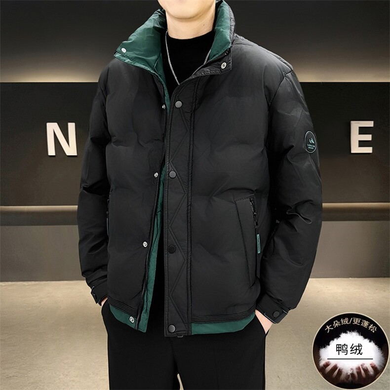 现货2026新款男士立领羽绒服拼色冬季短款外套，男装羽绒服，星座1602（原101B）