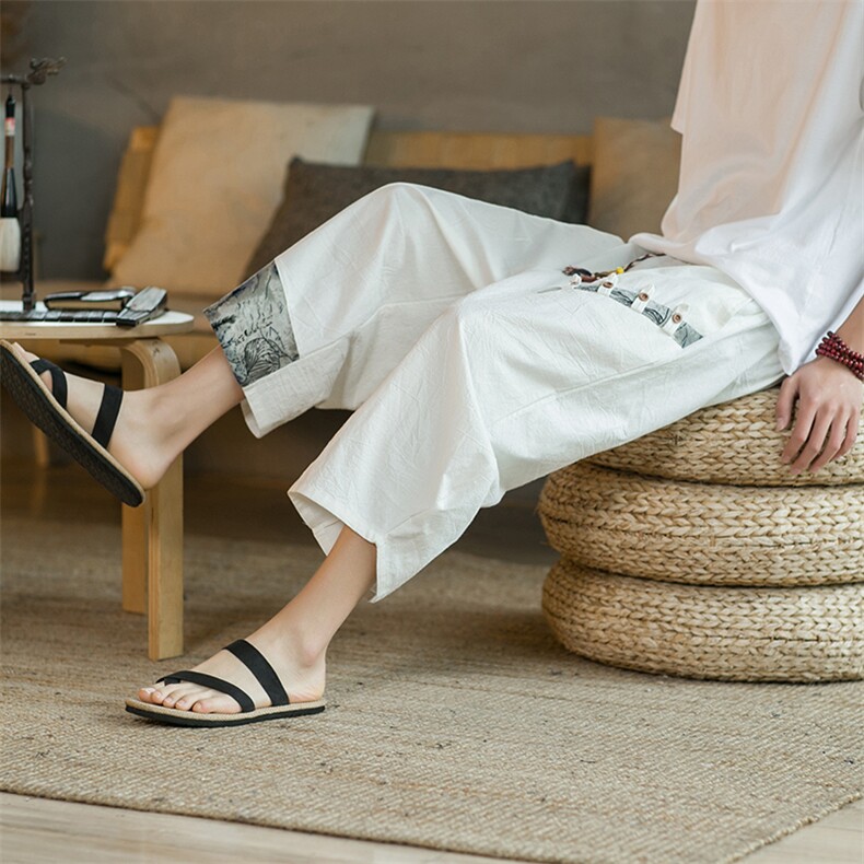 夏季棉麻九分裤风大码休闲裤XZ314A-1-K40-P25，男装休闲裤，星座1513