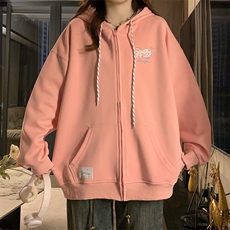 2024新款港风美式vibe潮流宽松百搭刺绣开衫连帽卫衣女ZW388-P75，男装卫衣，星座313A(原308A-2)