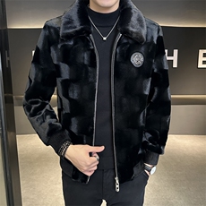 主推秋男士商务休闲纯色夹克金貂绒外套中年时尚上衣ZX8906-P225，男装夹克，星座1105-3