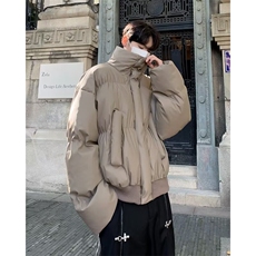 美式短款棉服时尚立领加厚棉衣男冬季潮牌设计宽松面包服百搭棉袄，男装棉衣，星座601-2