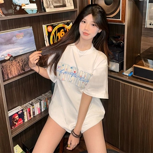 万针全刺绣工艺抖音得物高品质260克重磅纯棉双纱美式高街短袖T恤图片