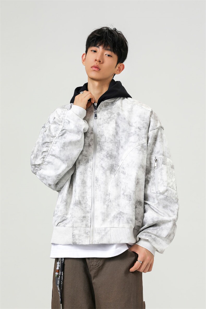 可二开假两件扎染大码M-5XL飞行夹克100%聚酯纤维JK78093P85控128,男装夹克,星座226-1