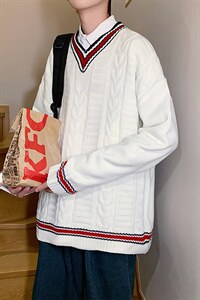 毛衣V领休闲宽松上衣男时尚青年2024秋冬新款A161-2-M2050-P65，男装针织衫/毛衣，电商A161-2
