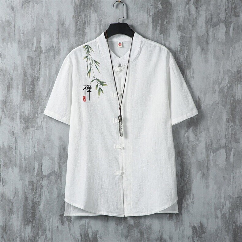 男士衬衫短袖衬衣半袖印花立领唐装风XZ1512-2408-P30,男装衬衫,星座1512