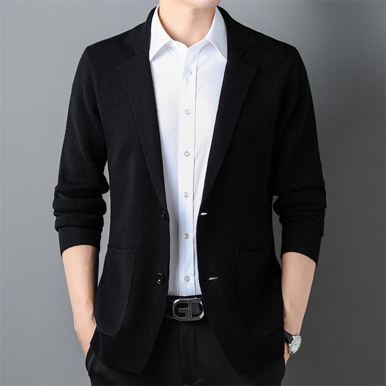 外贸美莉诺羊毛男士西服羊毛外套纯色开衫加厚针织衫单西装，男装西服，电商B360A（原721A）